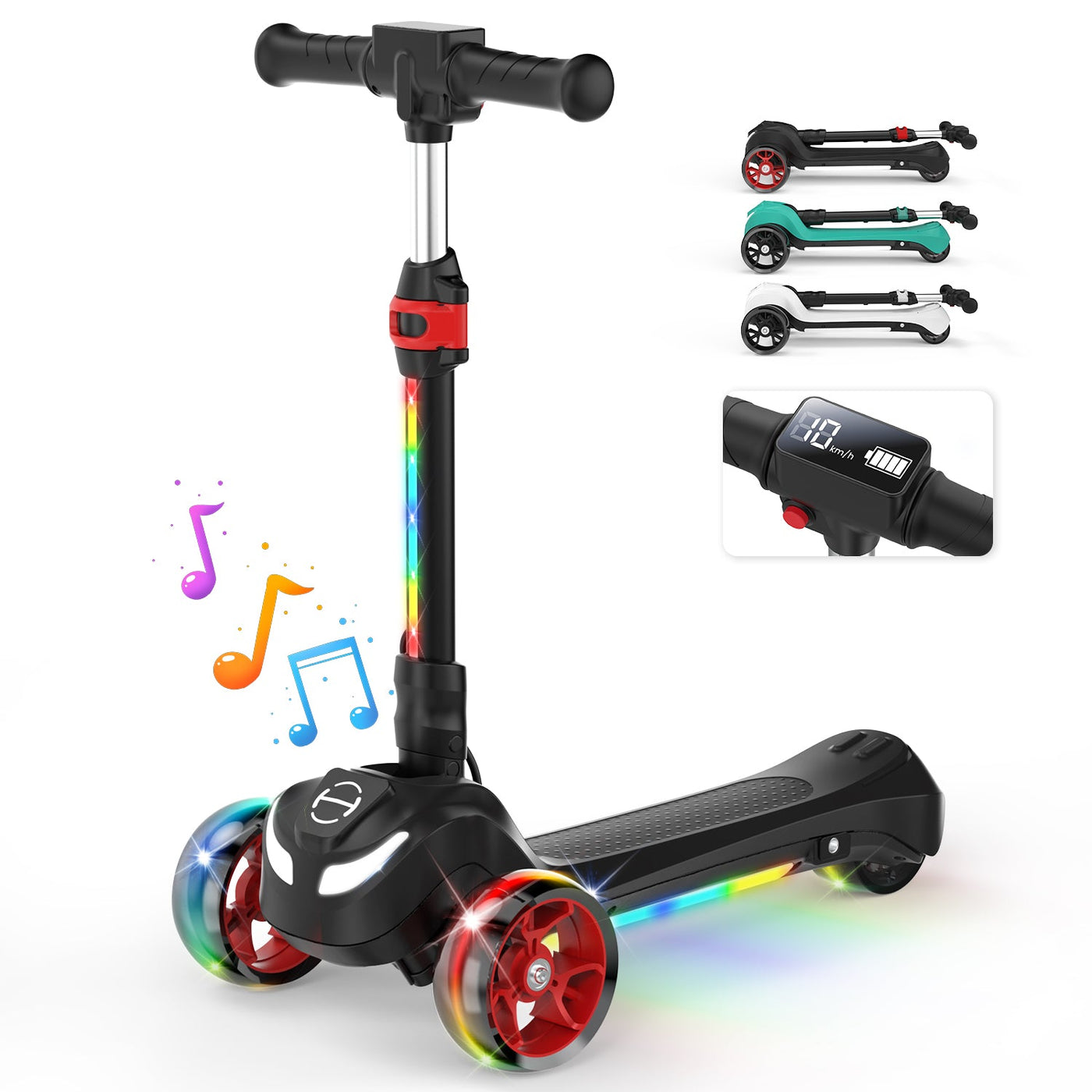 iScooter iK2 Height Adjustable Kids Electric Scooter with Flashing Wheels