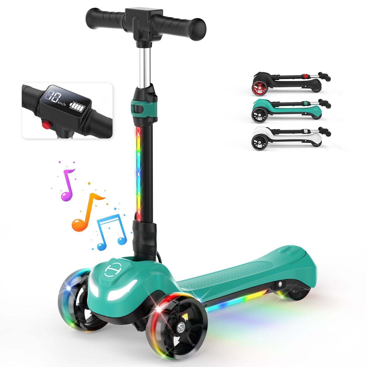 iScooter iK2 Height Adjustable Kids Electric Scooter with Flashing Wheels